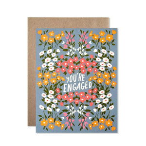 Hartland Cards Greeting Card - You're Engaged Blue Garden