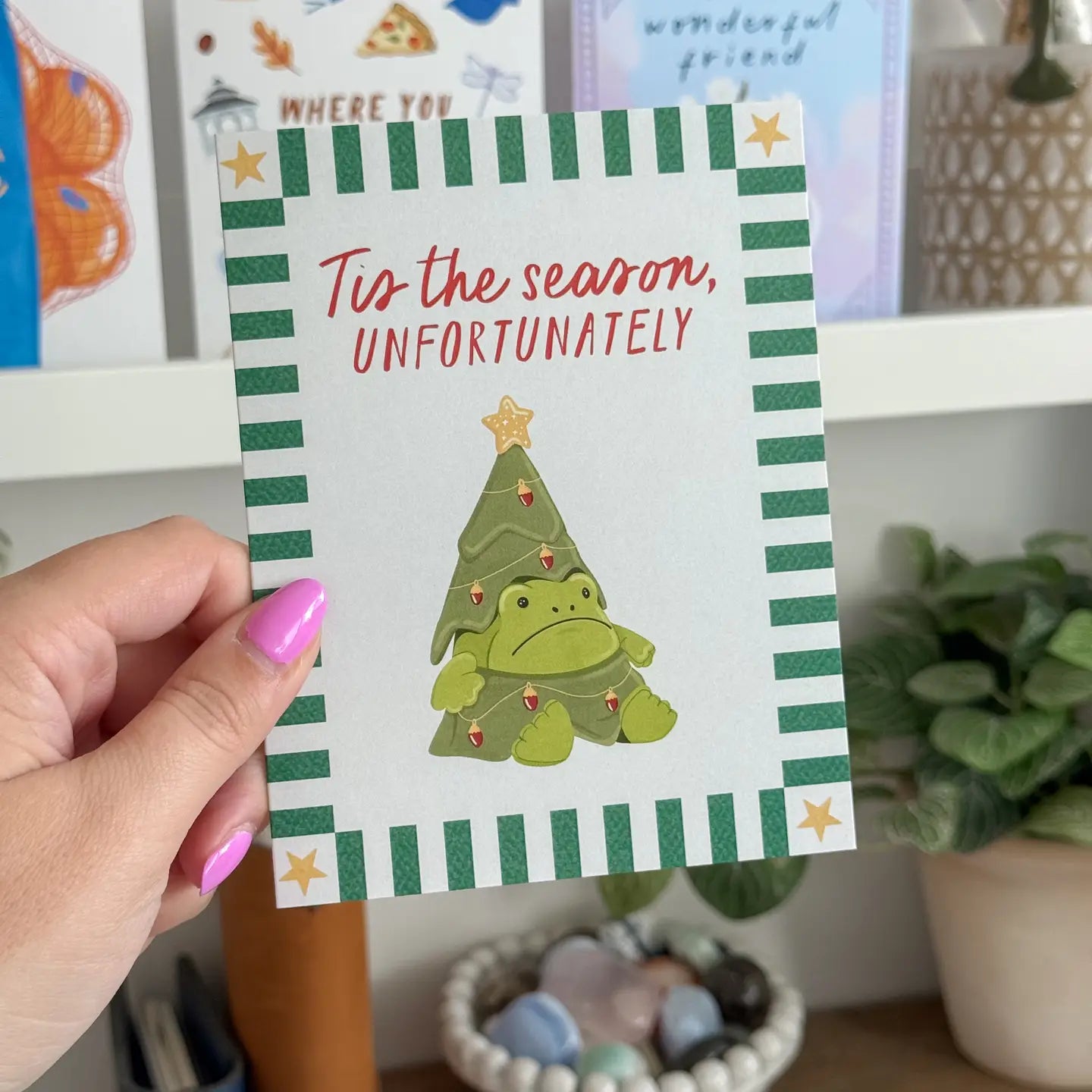 Greeting Card - 'Tis The Season Grumpy Frog Jelly