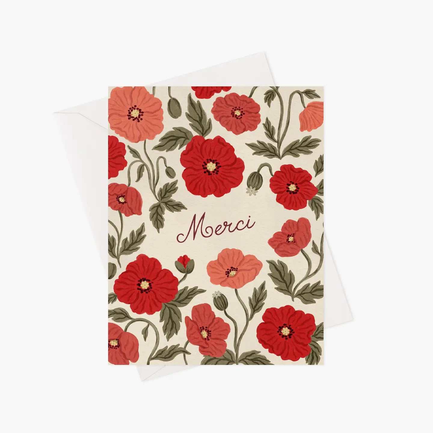 Marie-Lise Illustration Greeting Card - Merci Poppies