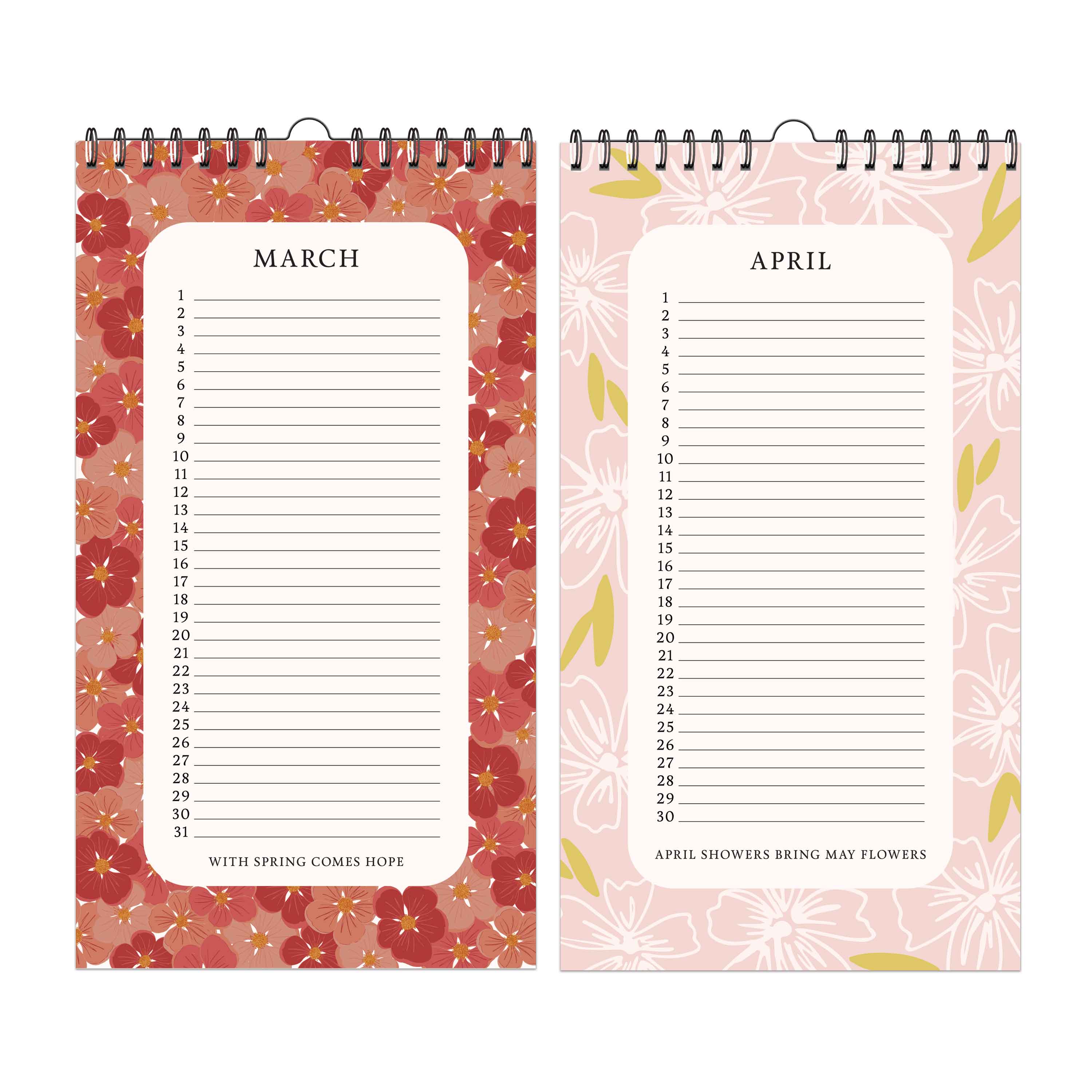 12-Month Perpetual Calendar - The Flower Garden