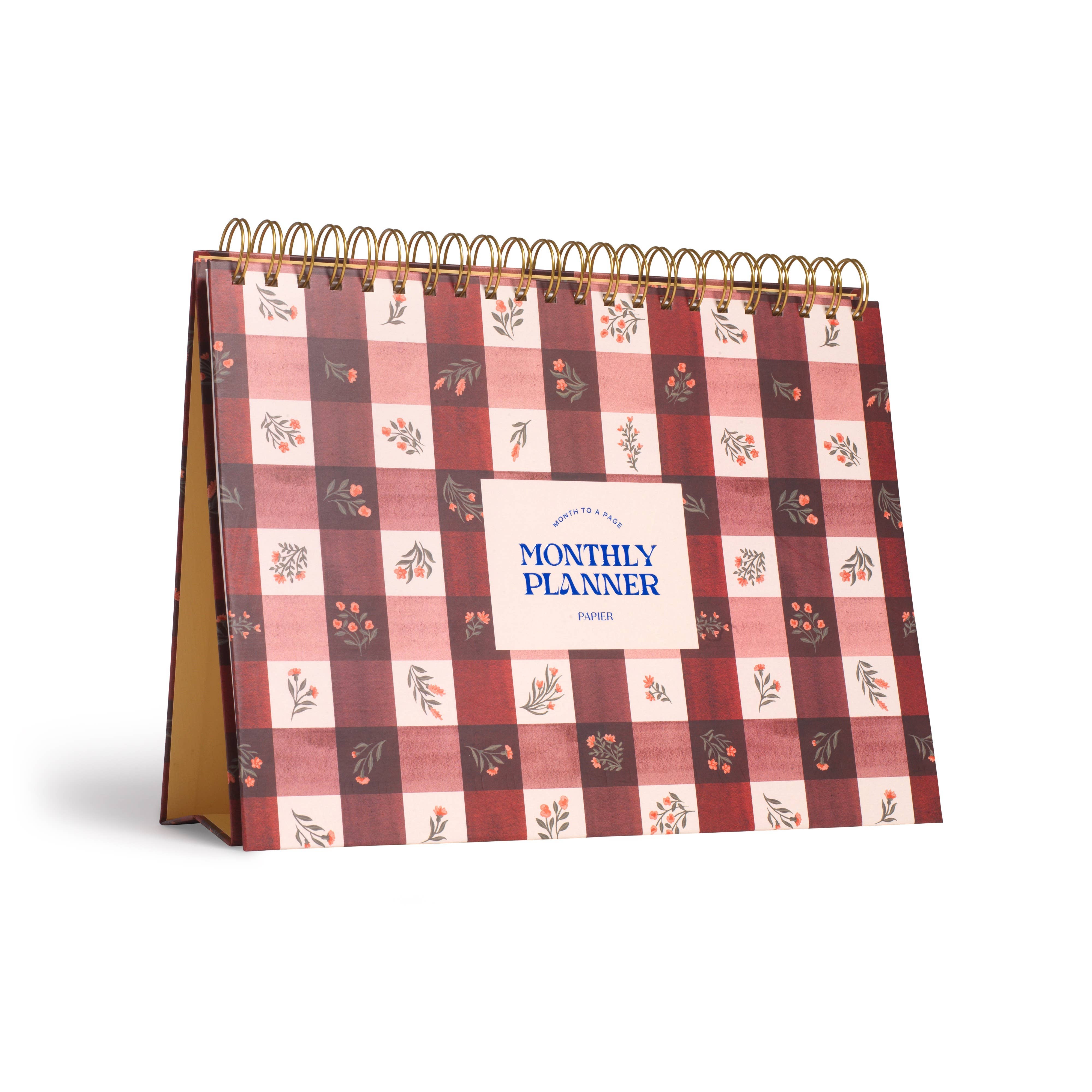Undated Monthly Desk Pad - Floral Gingham