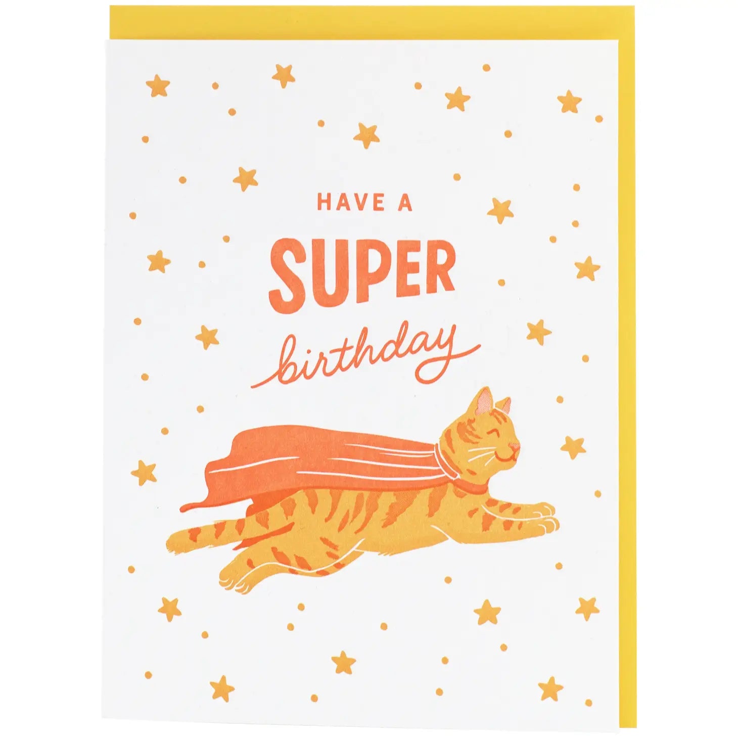 Smudge Ink Greeting Card - Super Cat