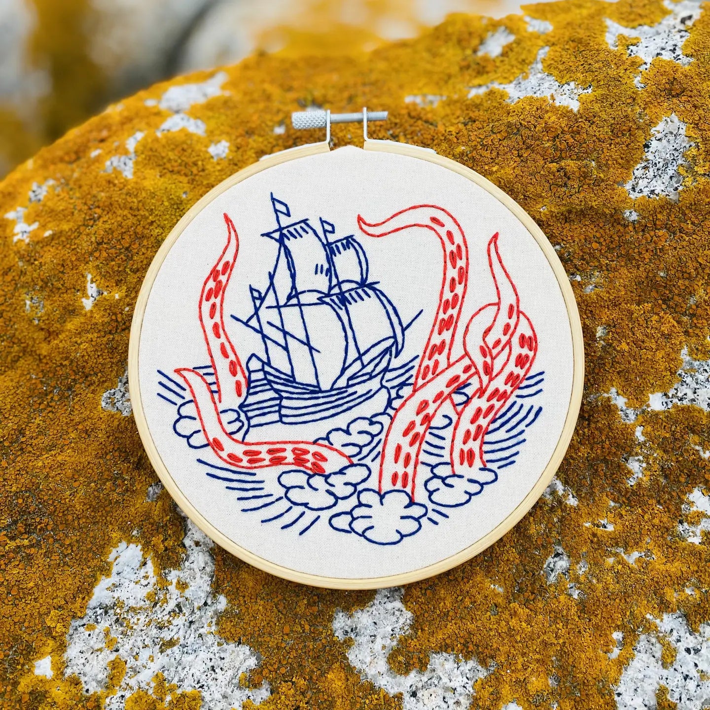 Hook, Line & Tinker Embroidery Kit - Kraken and Ship