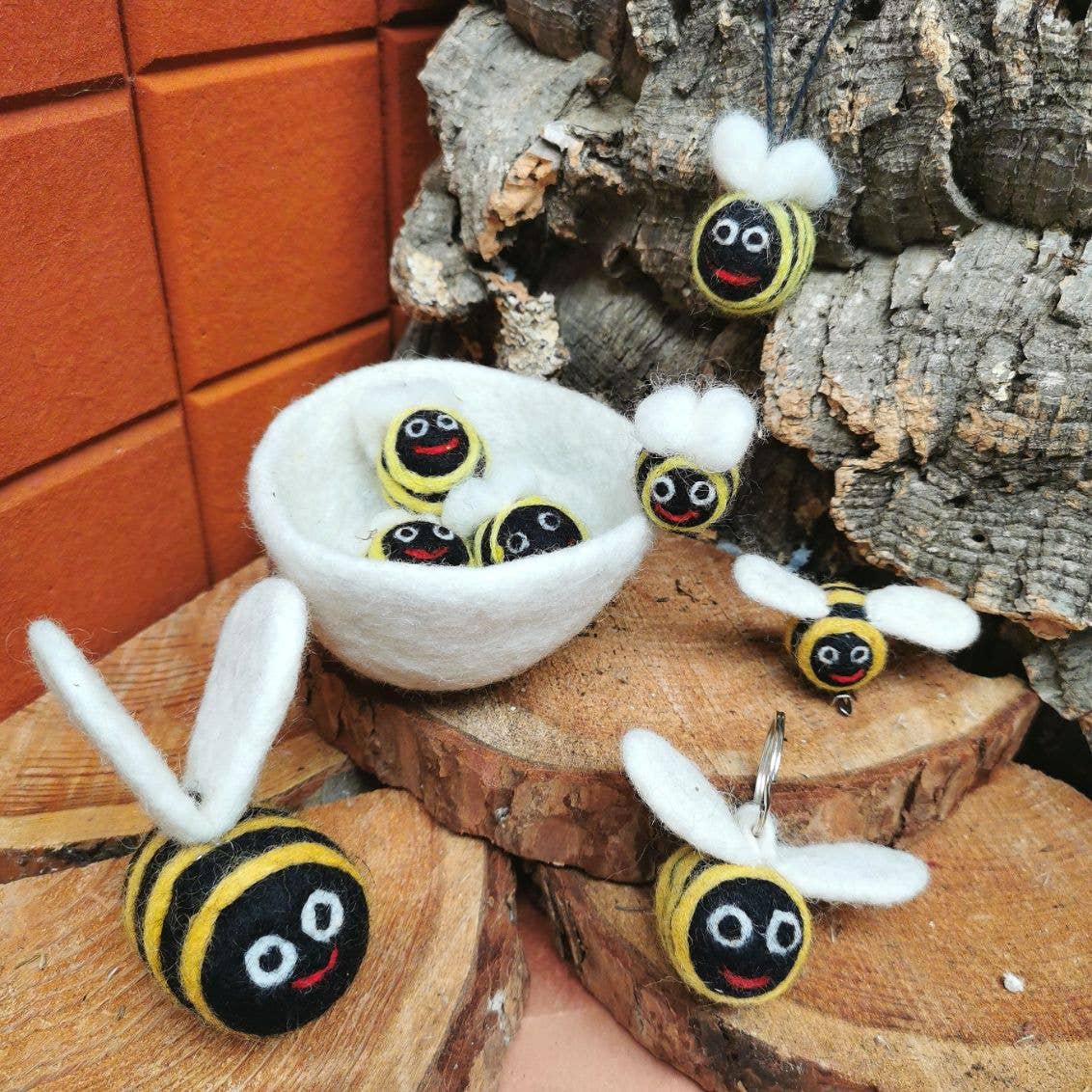 Handmade Felt Ornament - Biodegradable Big Bumblebee