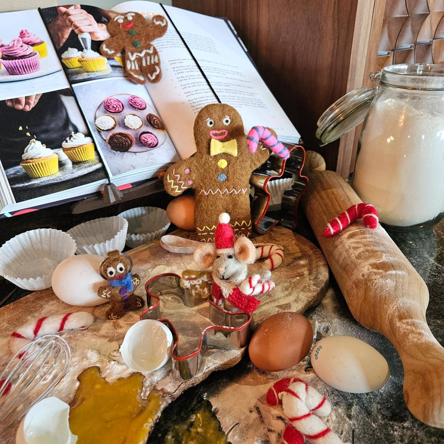 Handmade Felt Ornament - Jolly Gingerbread Man