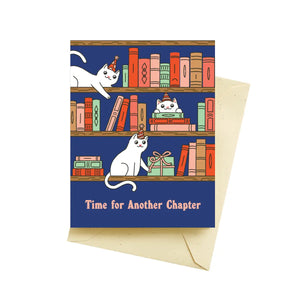 Seltzer Goods Greeting Card - Bookshelf Cats