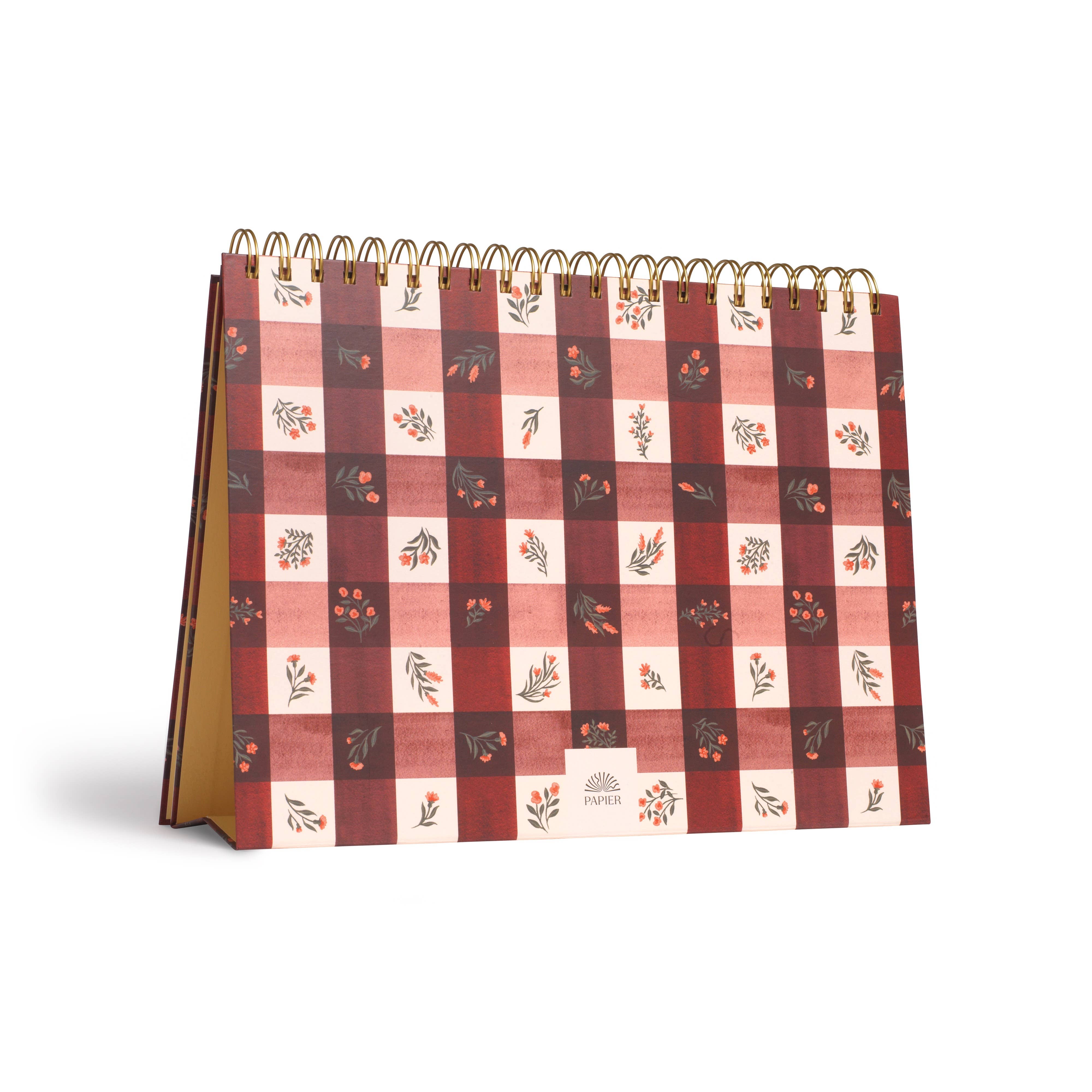 Undated Monthly Desk Pad - Floral Gingham