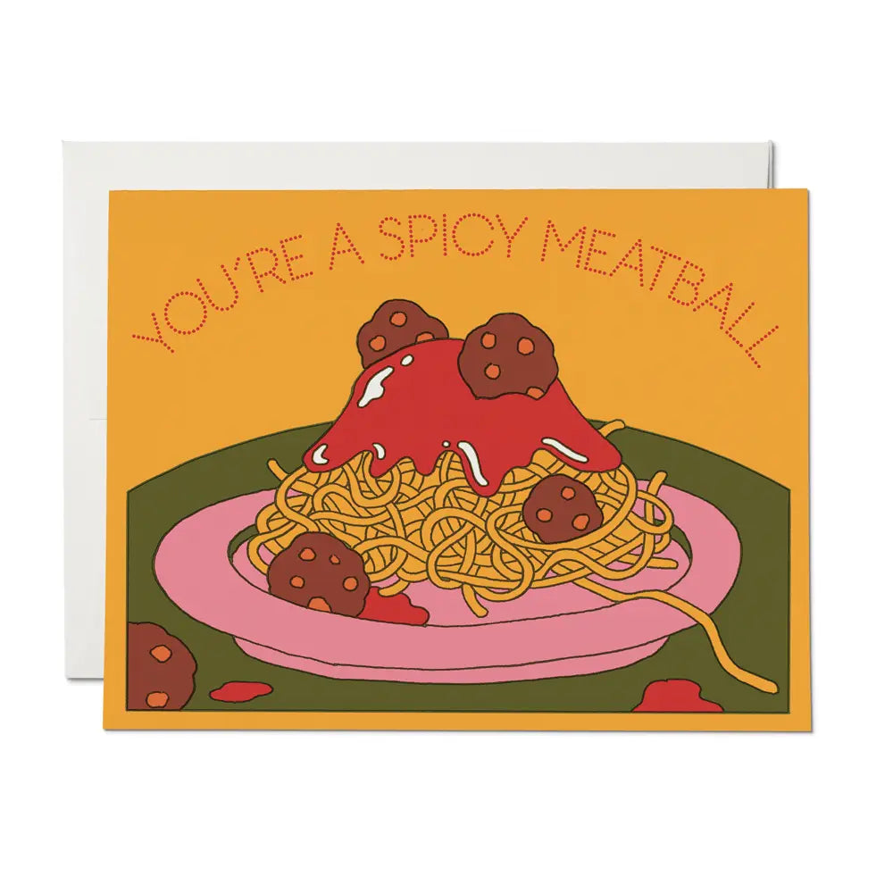 Red Cap Cards Greeting Card - Spicy Meatball