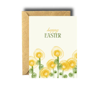 Bee Unique Greeting Card - Easter Yellow Flowers