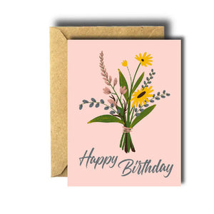 Bee Unique Greeting Card - Birthday Flowers