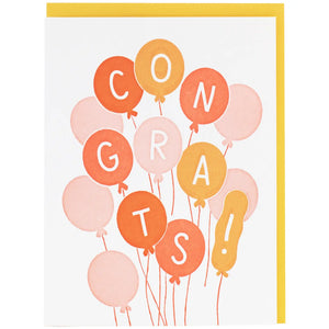 Smudge Ink Greeting Card - Congrats Balloons