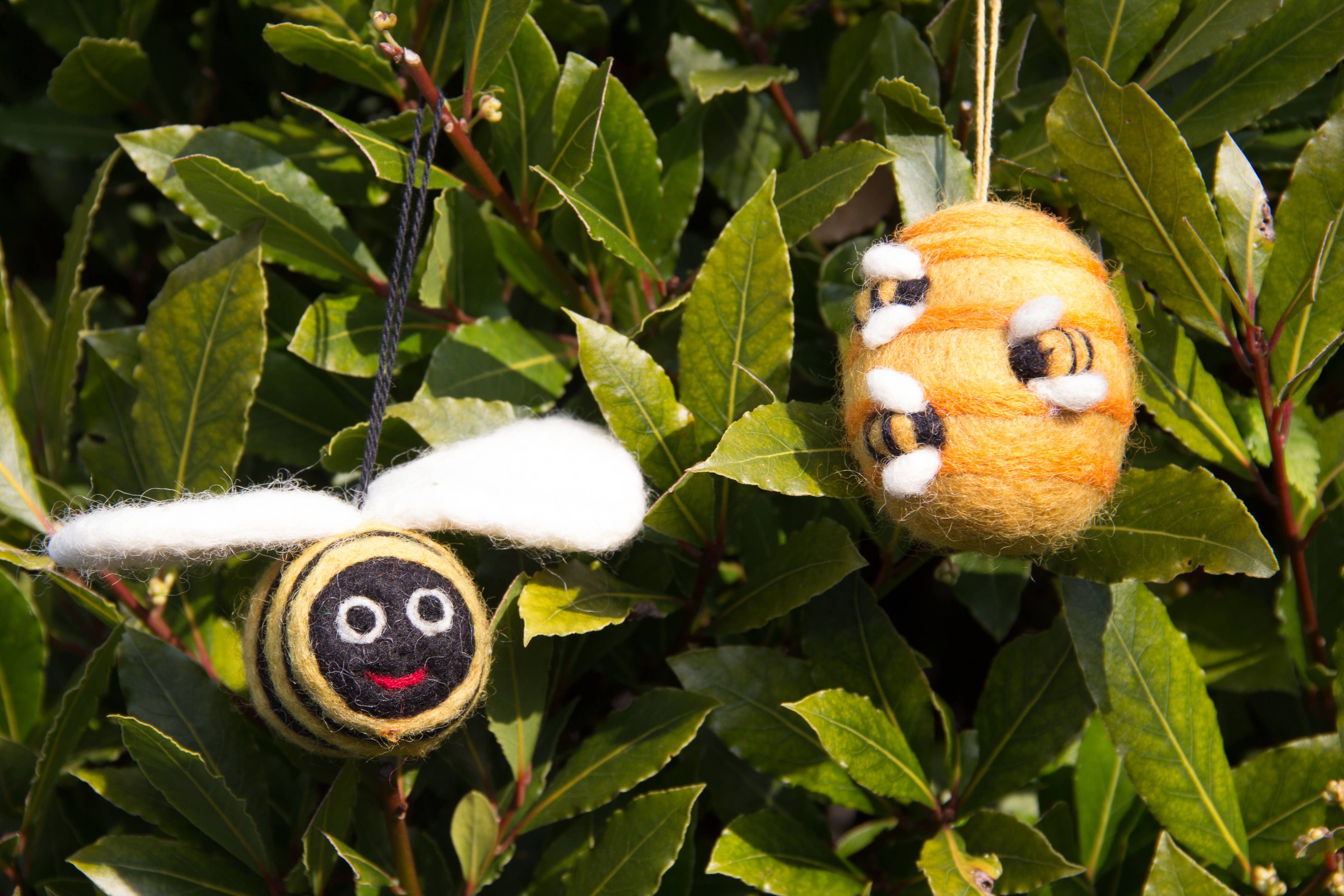 Handmade Felt Ornament - Biodegradable Big Bumblebee