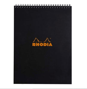 Rhodia Notebook Coiled Top A4 Lined - Black