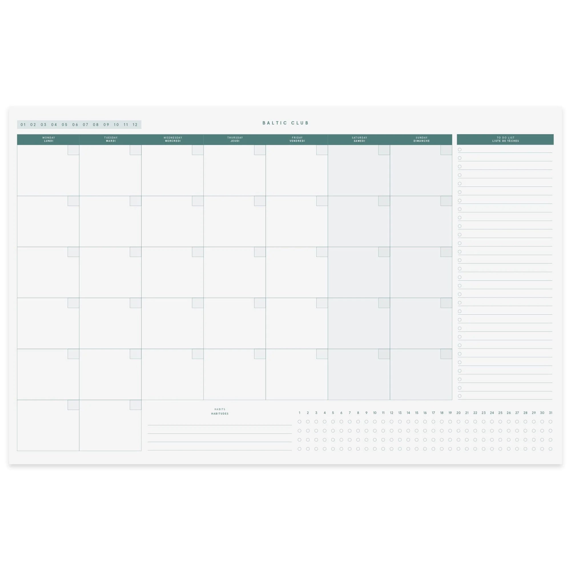 Monthly Planner - Pine