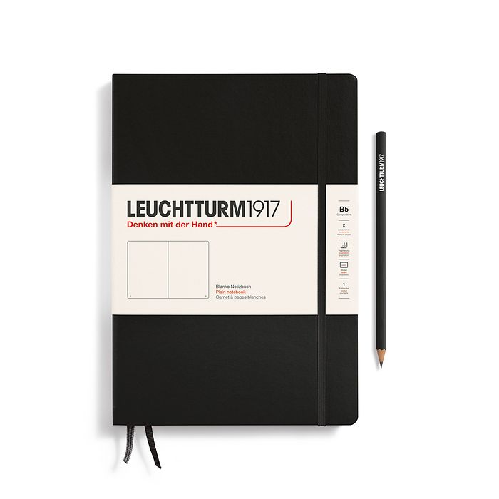LEUCHTTURM1917 Notebook Medium Hard Cover - Black, Plain