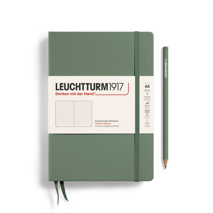 LEUCHTTURM1917 Notebook Medium Hard Cover - Olive, Dotted