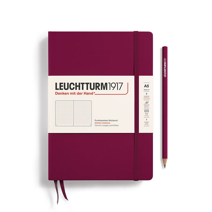 LEUCHTTURM1917 Notebook Medium Hard Cover - Port Red, Dotted