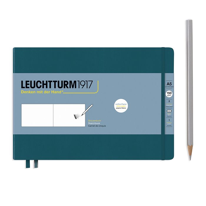 LEUCHTTURM1917 Sketchbook A5 Landscape Hardcover - Pacific Green