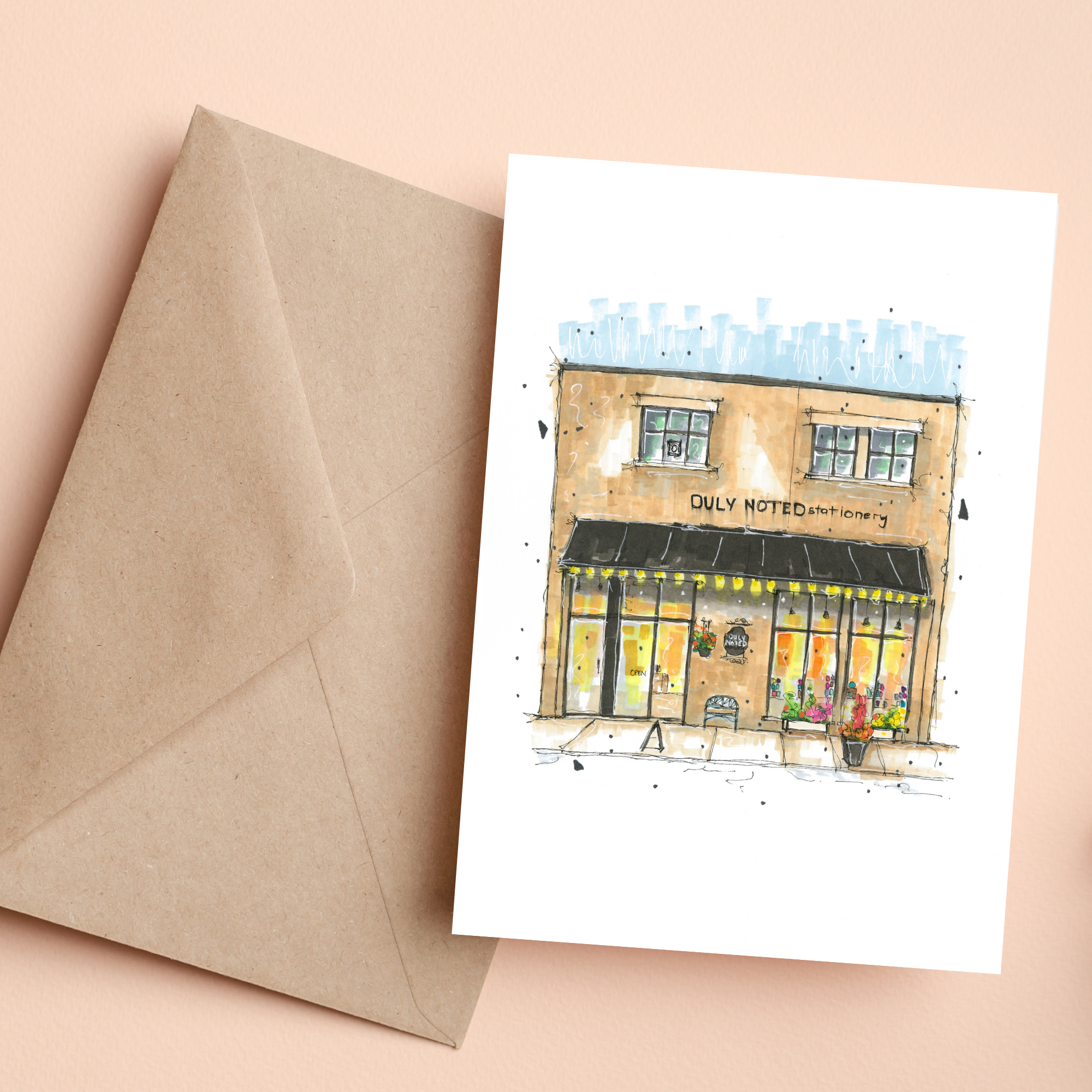 Downtown Sketcher Greeting Card - Duly Noted Stationery