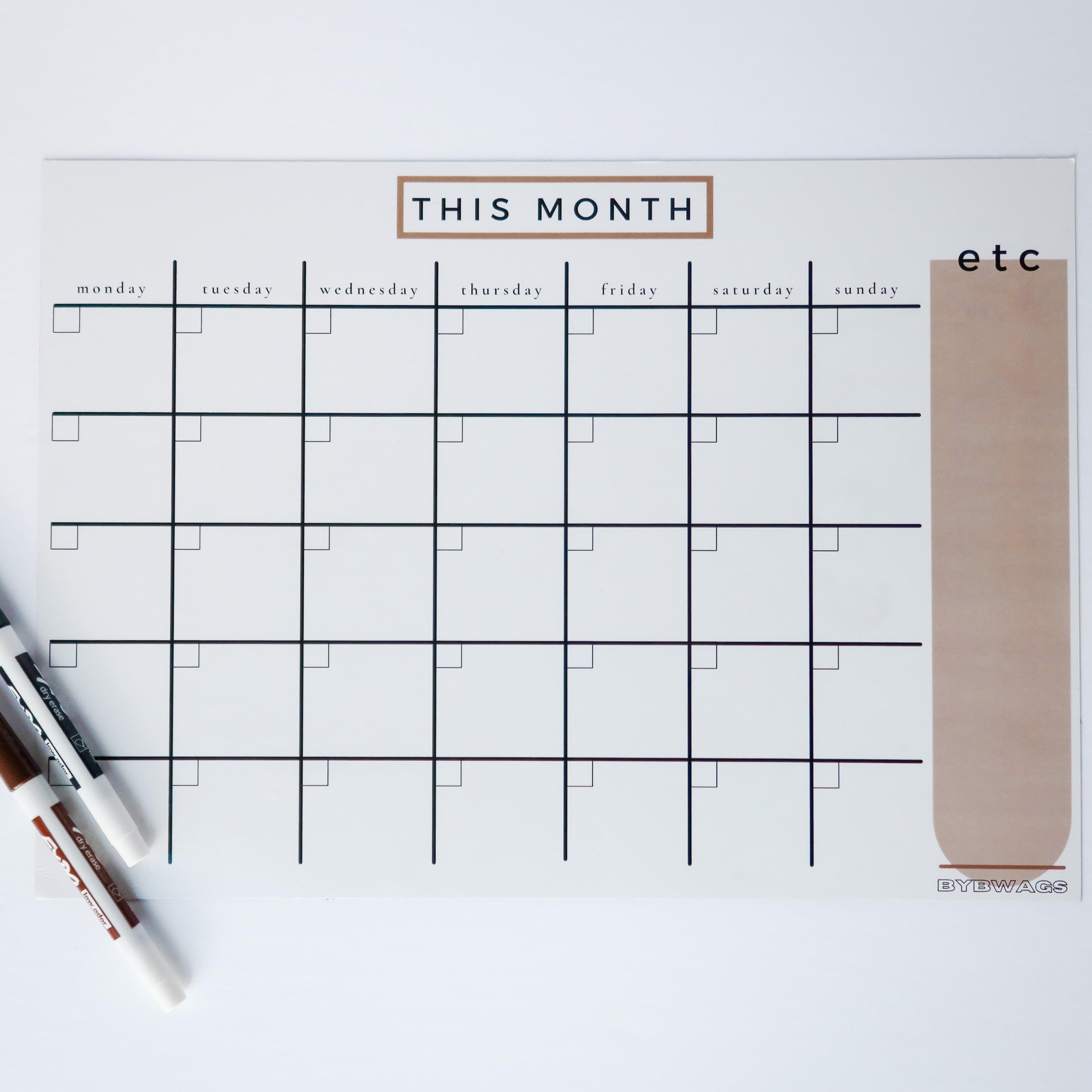 Undated Desk Planner - Monthly