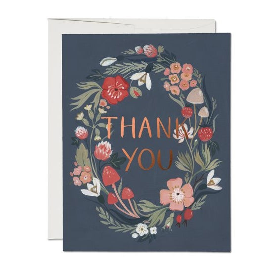 Red Cap Cards Greeting Card - Blue Forest Thank You