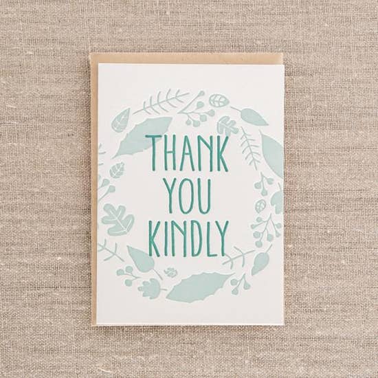 Pike Street Press - Greeting Card - Thank You Kindly - Leaf Wreath