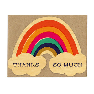 Wooden Greeting Card - Thank You Rainbow