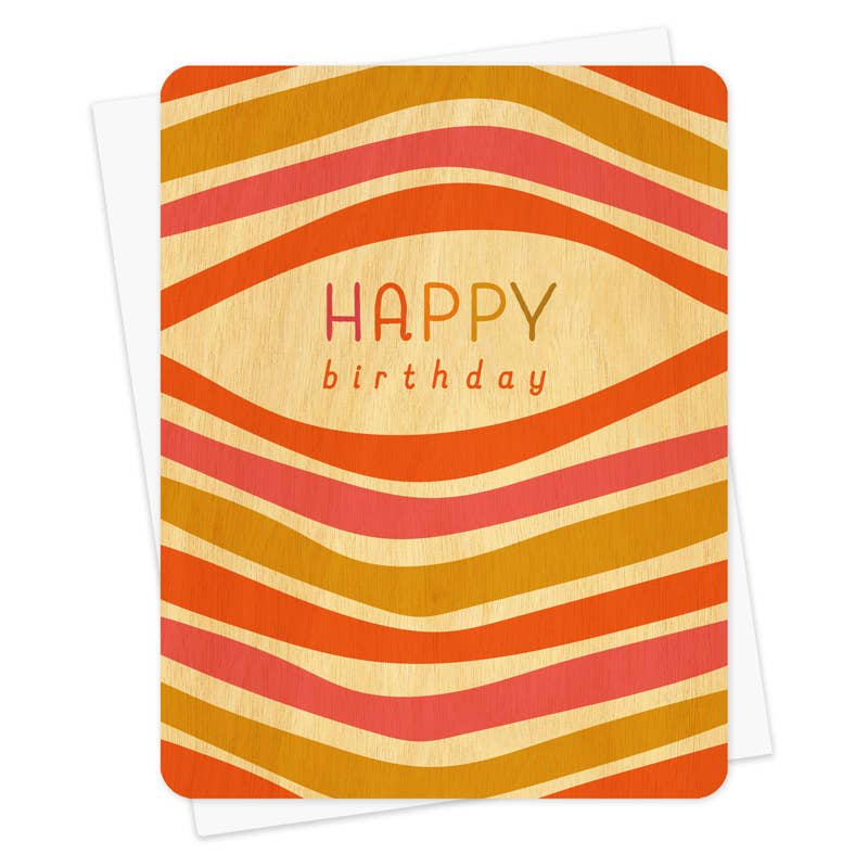 Wooden Greeting Card - Waves Birthday