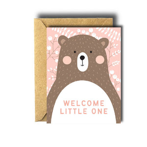Bee Unique Greeting Card - Welcome Little One Bear New Baby
