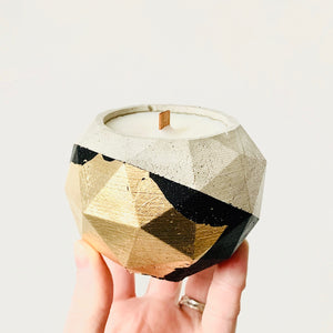Concrete Geometric Sphere Candle - Rose Water + Hibiscus