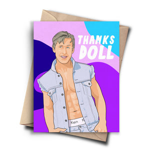 Barbie Ryan Gosling Funny Thank You Card - Pop Culture Card