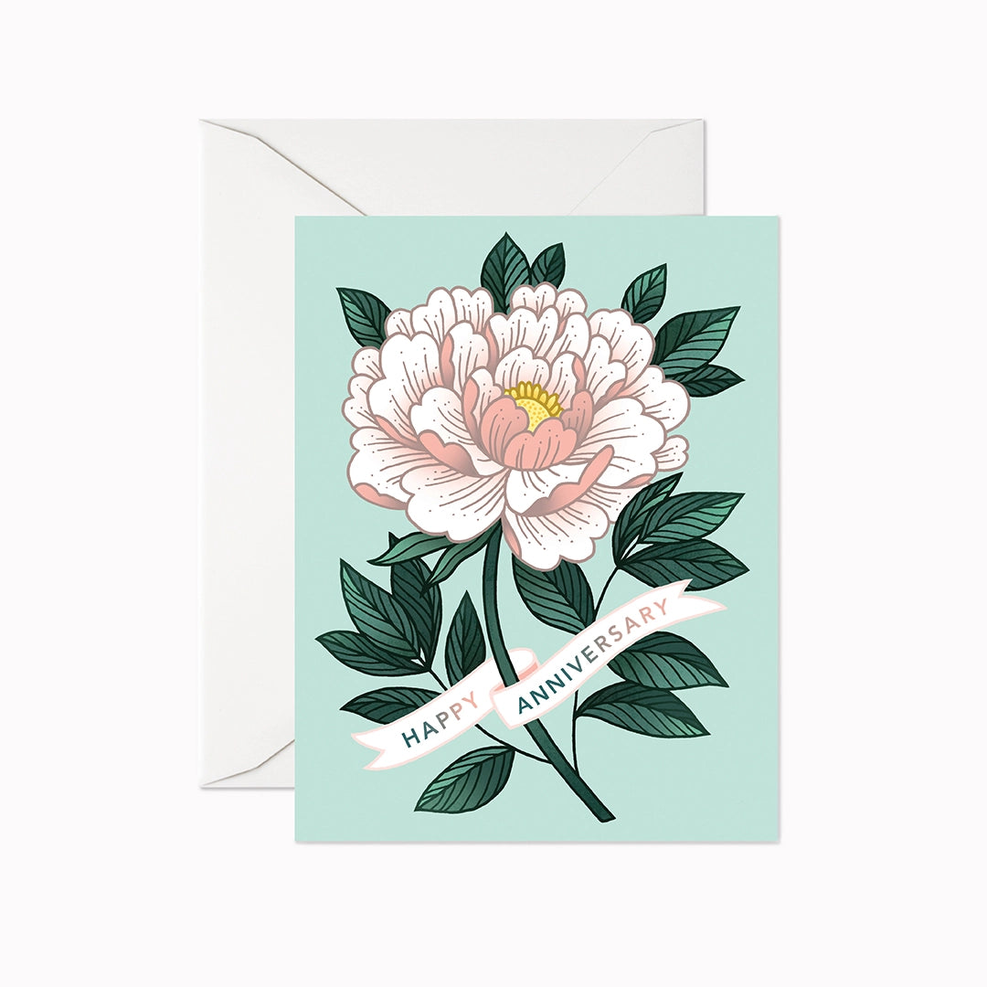 Linden Paper Co. Greeting Card - Happy Anniversary Peony