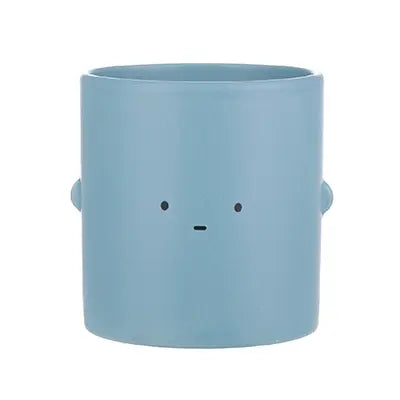 Ceramic Pot - Blue Straight Face