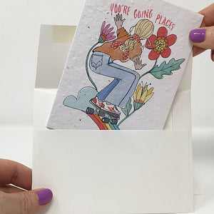 Jill + Jack - Plantable Greeting Card - You're Going Places Skater Girl
