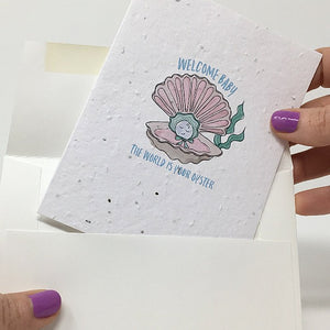 Jill + Jack - Plantable Greeting Card - Welcome Baby Oyster