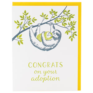 Smudge Ink Greeting Card - Sloths Baby Adoption