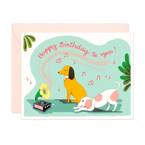 Gramophone Dogs Birthday Card
