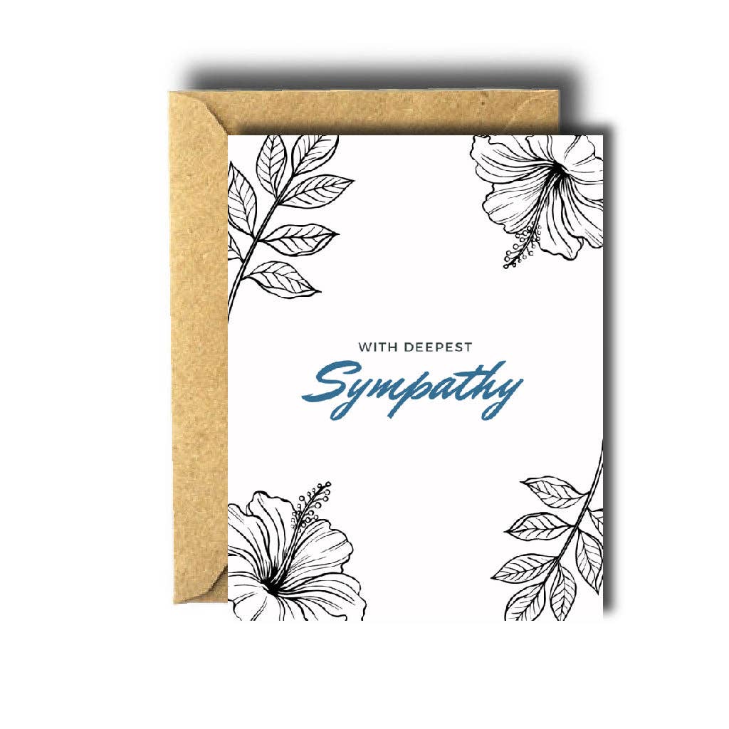 Bee Unique Greeting Card - Sympathy Flowers and Leaves