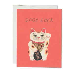 Red Cap Cards Greeting Card - Good Luck Kitty