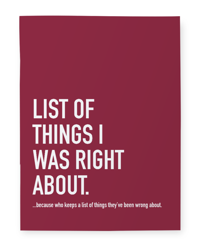Classy Cards Notebook - Things I Was Right About