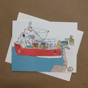 Emma Fitzgerald Greeting Card - Red Fishing Boat