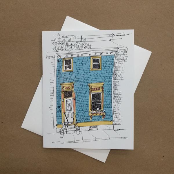 Emma Fitzgerald Greeting Card - Blue House