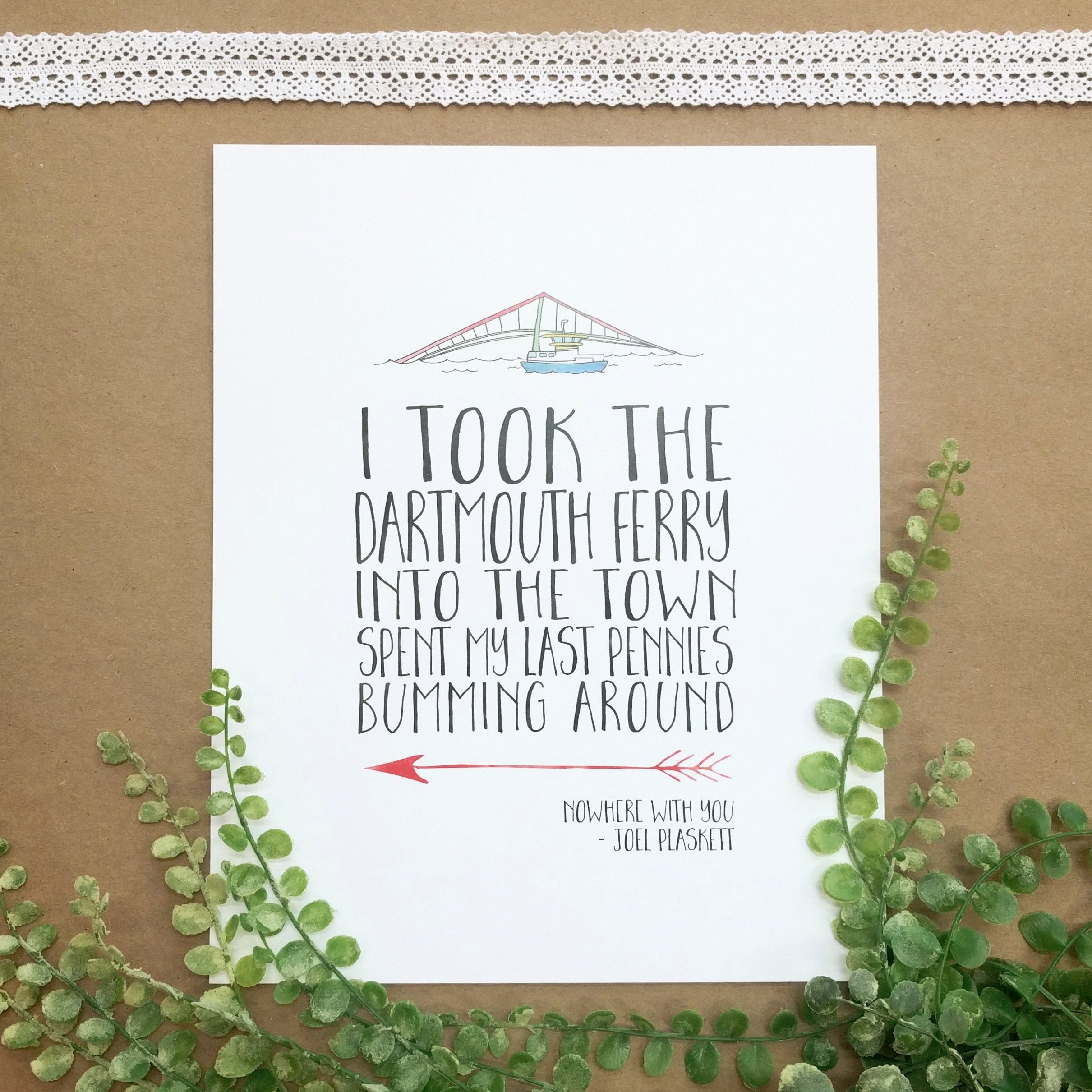 Jill + Jack Paper - Art Print - Joel Plaskett Lyrics