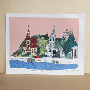 Emma Fitzgerald Art Print - Mahone Bay Churches