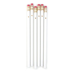 Inklings Paperie Pencil Set - Gold Heart White