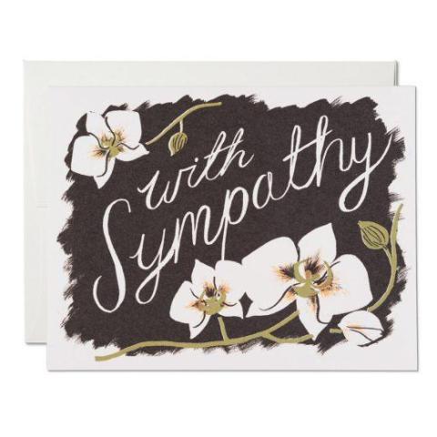 Red Cap Cards Greeting Card - Sympathy Orchids