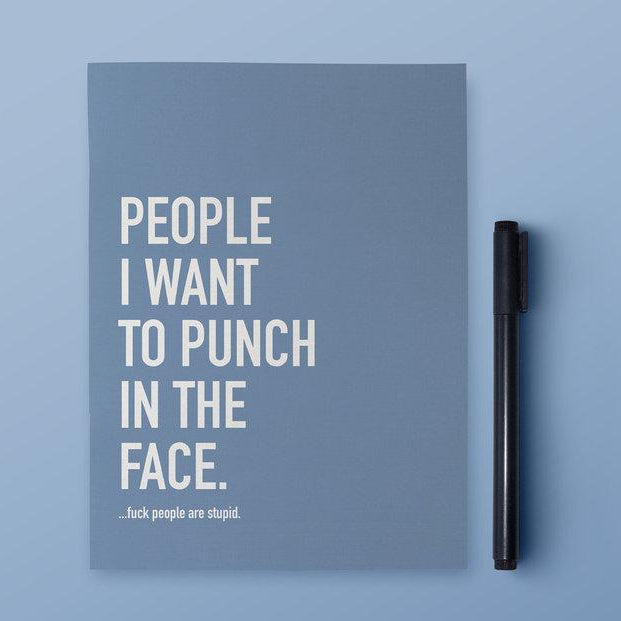 Classy Cards Notebook - People I Want To Punch In The Face