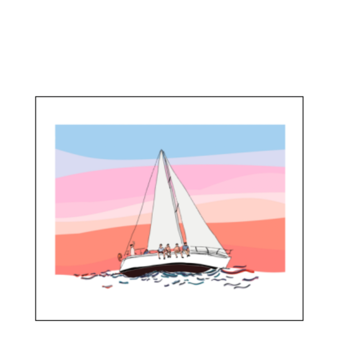 Madeline Gillis Art Print - Sailboat With Sunset