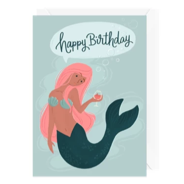 Hello Sweetie Design Greeting Card - Mermaid Illustration Birthday