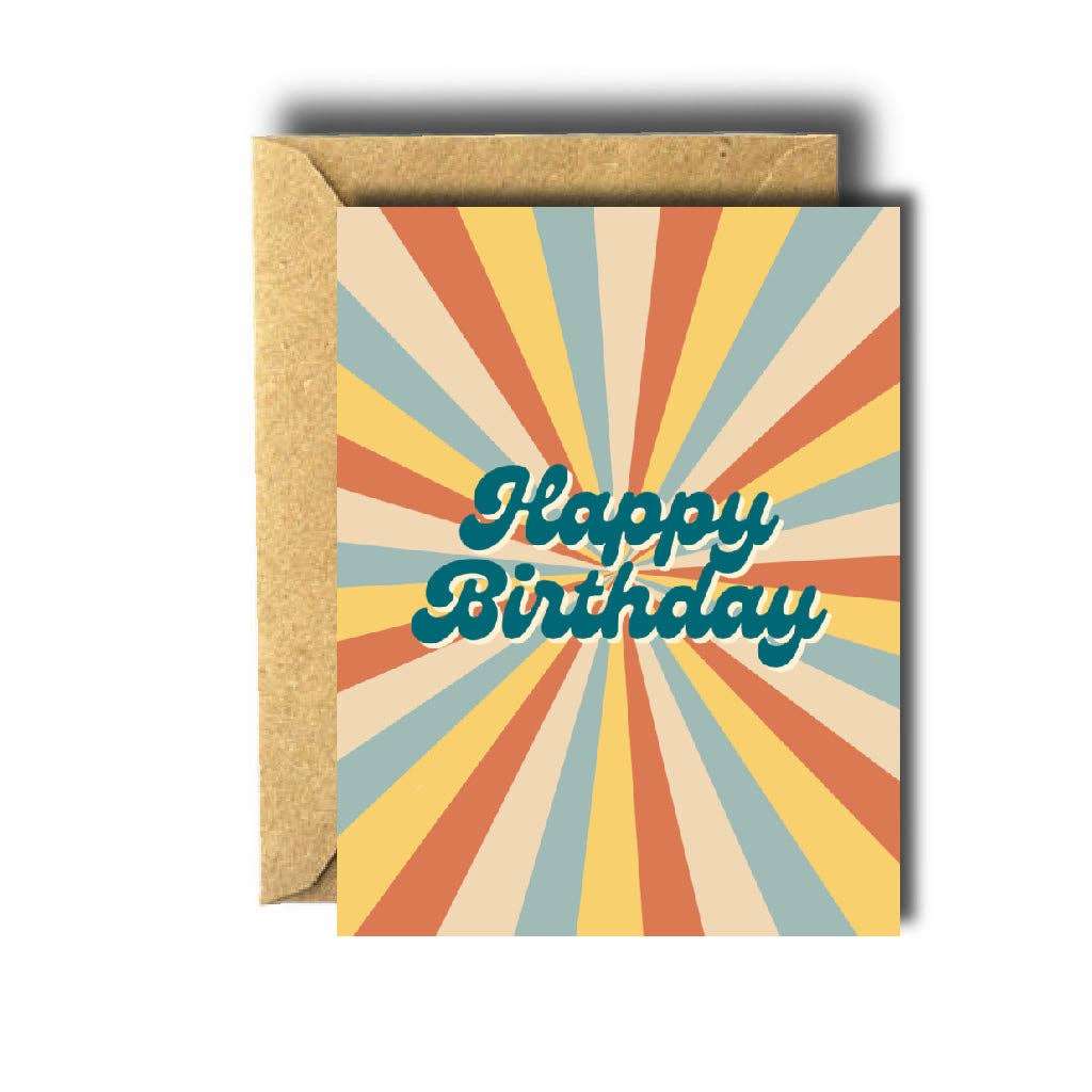 Bee Unique Greeting Card - Happy Birthday Retro